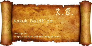 Kakuk Balázs névjegykártya